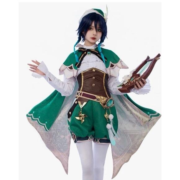 Game Genshin Impact Venti Cosplay Costume Size S 3D Printed Harp - Picture 1 of 5